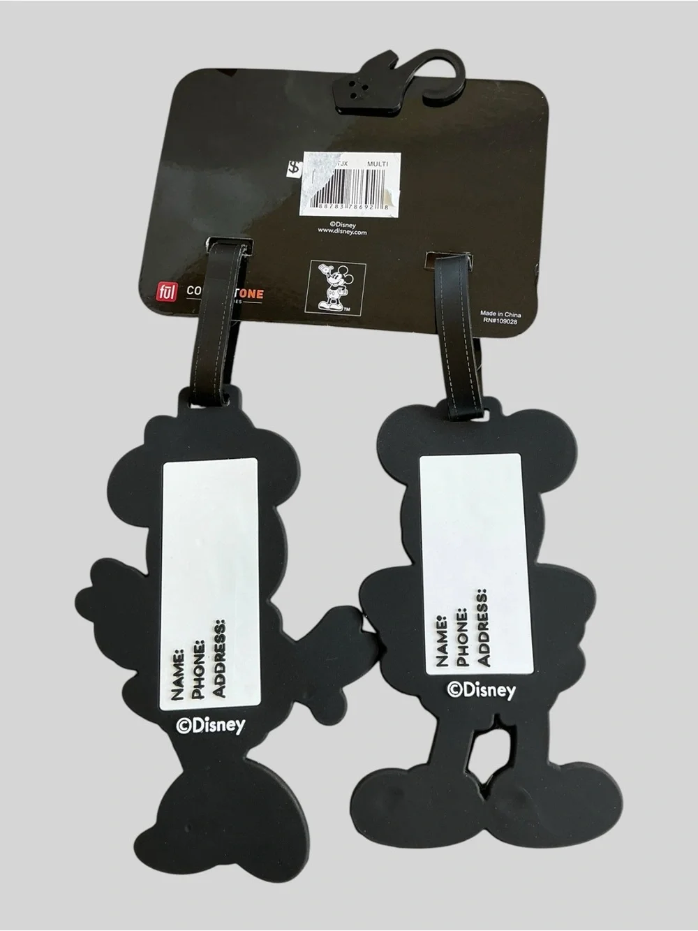 Disney Mickey & Minnie Mouse Luggage Tag Set Travel Tags NWT